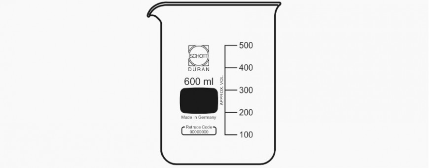 Beakers with easy-to-read scale and large labelling field.