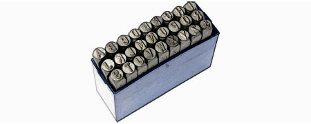 Alphabet Marking Punch Sets in hardened steel, for punching metals.