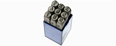 Set of Numerical Steel Punches in hardened steel, for punching metals.