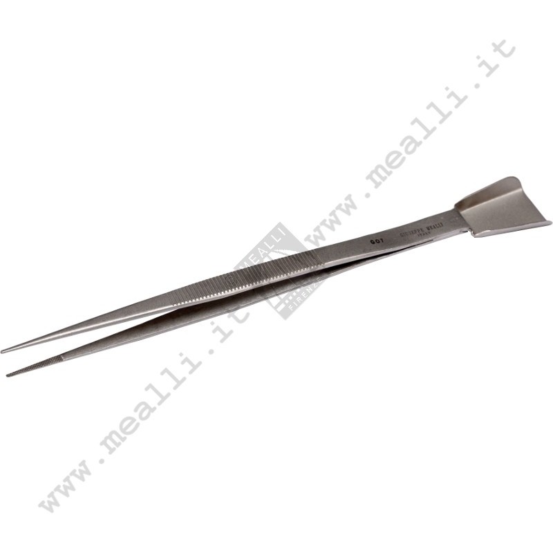 Pinzetta gemmologica 180 mm paletta acciaio zigrinata Tweezer Steel with Shovel 