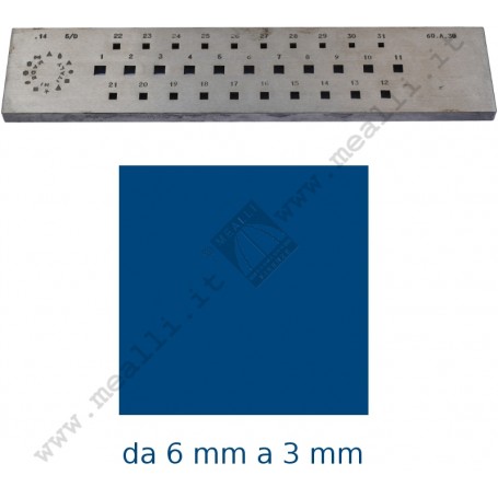 Square Steel drawplate from 6 to 3 mm