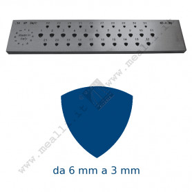 Rounded triangle Steel drawplate from 6 to 3 mm