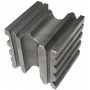 Grooved steel cube with equipment