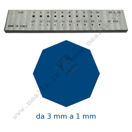 Octagonal Steel drawplate from 3 to 1 mm