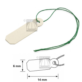 Parchment price tags with green wire mm 14 x 6